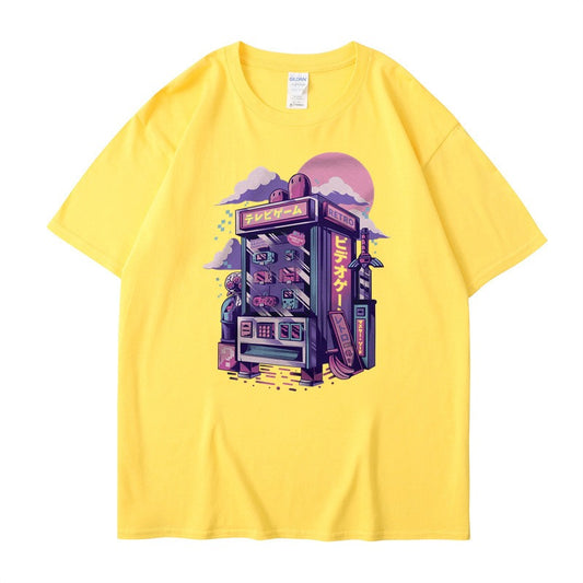 Short sleeved cartoon boys and girls printed T-shirt with a base