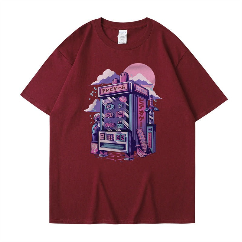 Short sleeved cartoon boys and girls printed T-shirt with a base